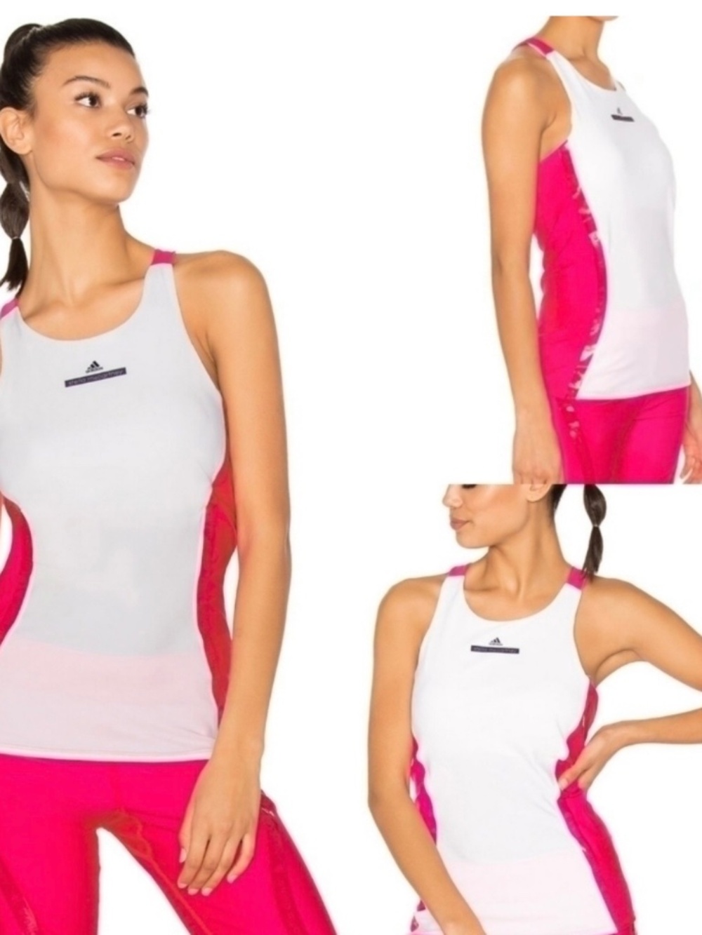 Adidas by Stella McCartney White and Pink Racerback Tank Top - Picture 3 of 5